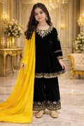 Black Velvet Embroidery Work Wedding Wear Readymade Salwar Suit For Girls | UV Royal Silks