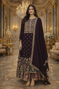 UV Royal Silks Purple Georgette Embroidery Work Festival Wear Readymade Anarkali Suit