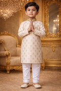 UV Royal Silks Multi Color Cotton Printed Work Occasional Wear Readymade Kids Kurta Pajama