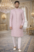 UV Royals Off White Embroidered Sherwani Set Wedding & Festive Wear for Men