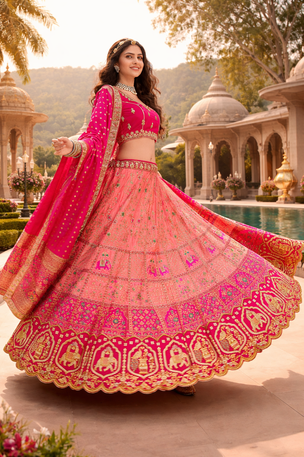 UV Royal Silks  with Embroidery & Diamond Work