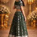 Dark Green Soft Silk Printed Work Festival Wear Readymade Lehenga Choli | UV Royal Silks