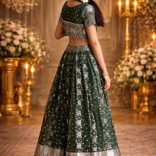 Dark Green Soft Silk Printed Work Festival Wear Readymade Lehenga Choli | UV Royal Silks