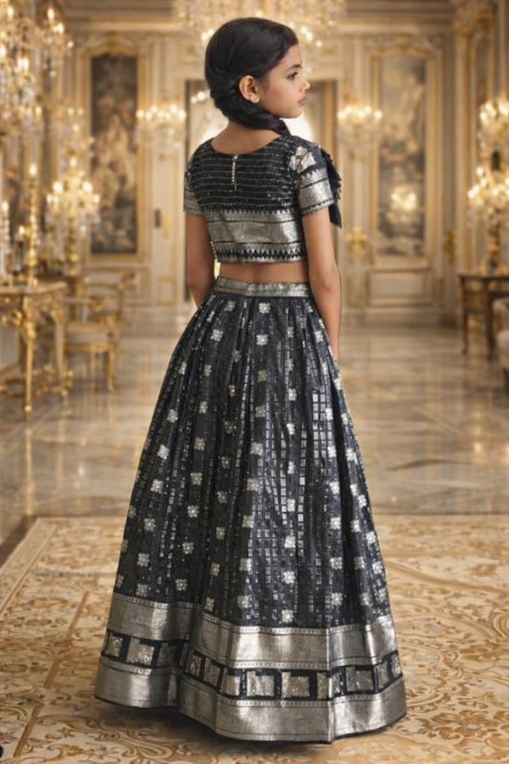 Black Soft Silk Printed Work Festival Wear Readymade Lehenga Choli | UV Royal Silks