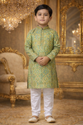 UV Royal Silks Multi Color Cotton Printed Work Occasional Wear Readymade Kids Kurta Pajama
