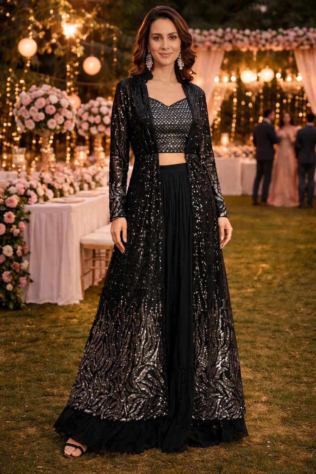UV Royal Silks Georgette Sequins Work Designer Suit | Elegant Party Wear Salwar Suit